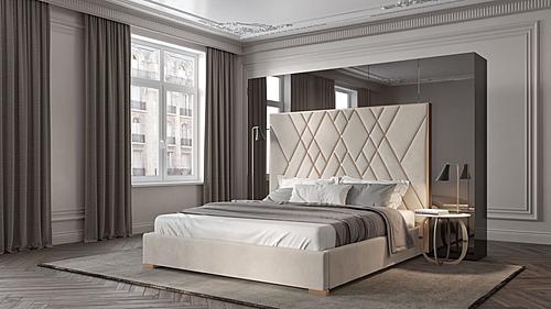 Modrest Eldora - Glam Beige Velvet and Brushed Brass CK Bed by VIG Furniture