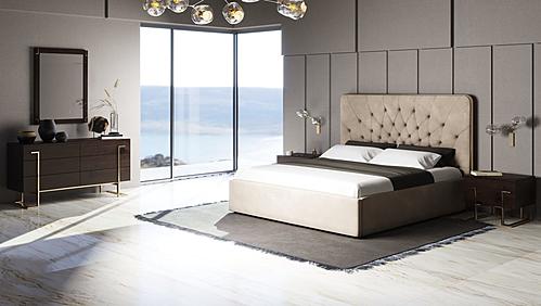 Modrest Moontide - Glam Beige Velvet and Brushed Brass Bedroom Set by VIG Furniture