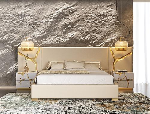 Modrest Aspen - Modern Beige + White + Gold Eastern King Bedroom Set by VIG Furniture