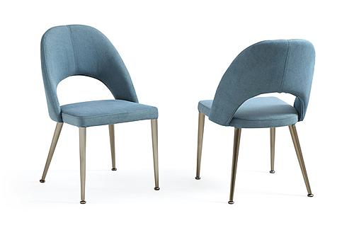 Gloria - Modern Blue & Antique Brass Dining Chair (Set of 2) by VIG Furniture