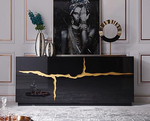 Modrest Aspen - Modern High Gloss Black & Gold Buffet by VIG Furniture
