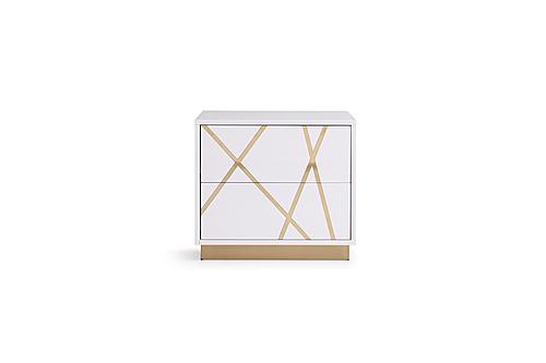 Modrest Nixa Modern Wide White and Gold Nightstand by VIG Furniture