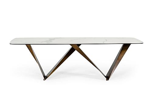 Modrest Melanie - Modern White Ceramic & Brushed Brown Dining Table by VIG Furniture