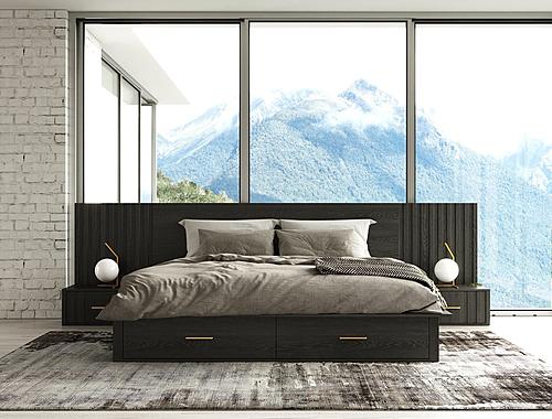 Modrest Manchester- Contemporary Platform Dark Grey Bed with Two Nightstands by VIG Furniture
