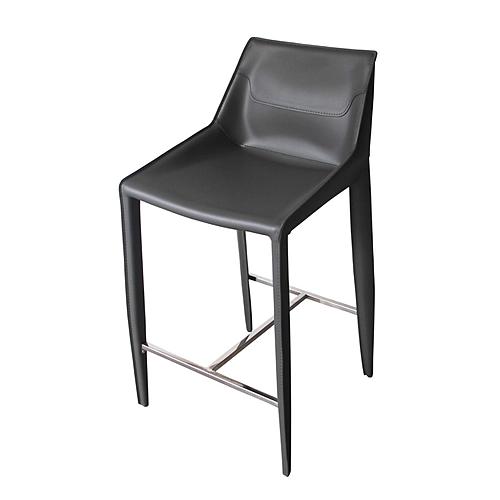 Modrest Halo - Modern Grey Saddle Leather Counter Stool by VIG Furniture