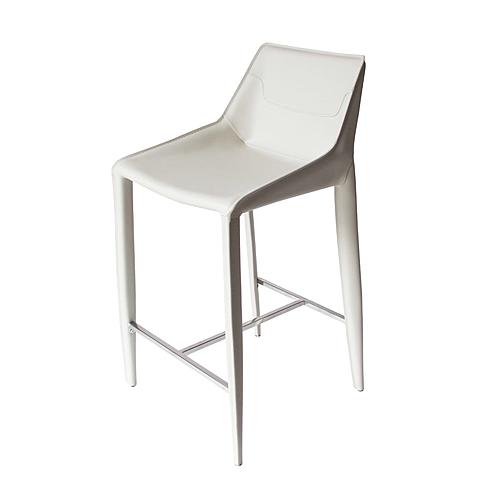 Modrest Halo - Modern Ivory Saddle Leather Counter Stool by VIG Furniture