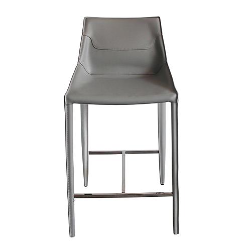 Modrest Halo - Modern Light Grey Saddle Leather Counter Stool by VIG Furniture