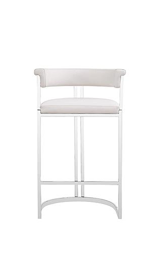 Modrest Munith - Modern White Vegan Leather + Stainless Steel Counter Chair by VIG Furniture