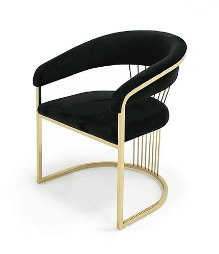 Modrest Linda - Modern Black Velvet and Gold Dining Chair by VIG Furniture