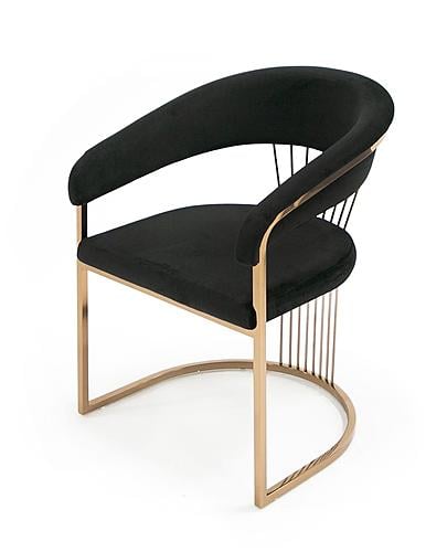 Modrest Linda - Modern Black Velvet and Rosegold Dining Chair by VIG Furniture
