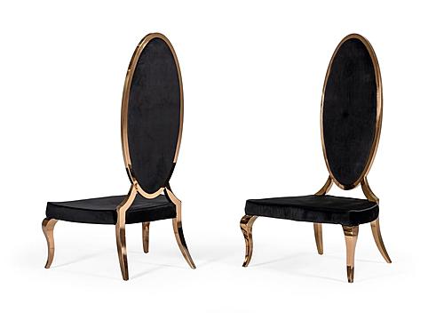Modrest Mills - Modern Black Velvet Rosegold Dining Chair Set of 2 by VIG Furniture