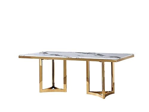 Modrest Loomis - White Marble & Gold Dining Table by VIG Furniture