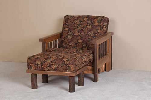 Sawtooth Hickory Honey Pine Chair Table Ottoman by Viking Log Furniture