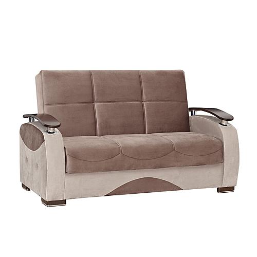 Yafah Brown Microfiber Fabric Loveseat by Casamode