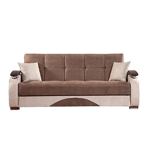 Yafah Brown Microfiber Fabric Sofa Bed by Casamode