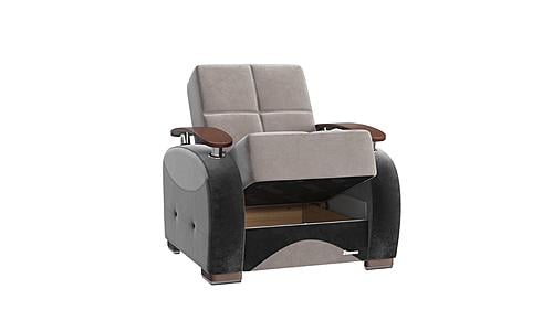 Yafah Gray Microfiber Fabric Armchair by Casamode
