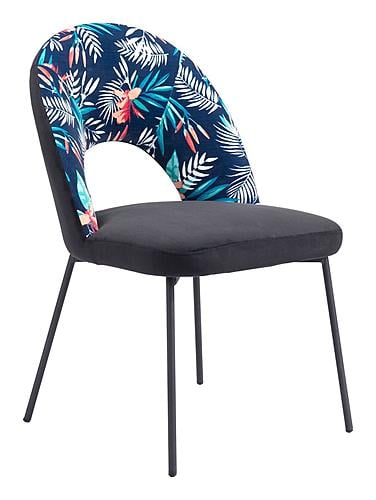 Merion Dining Chair Multicolor Print & Black (Set of 2) by Zuo Modern