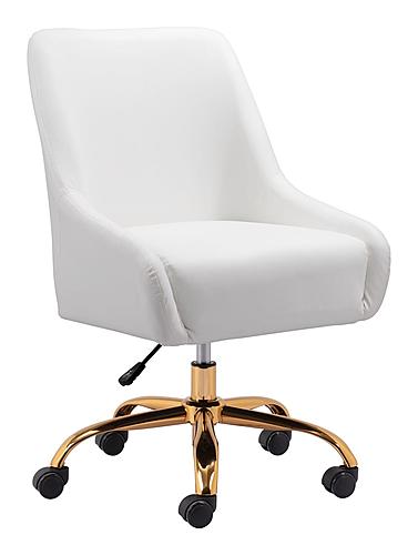 Madelaine Office Chair White & Gold by Zuo Modern