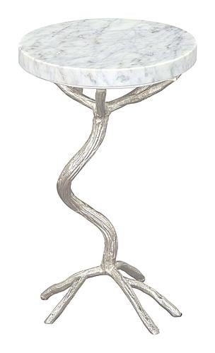 Joel Side Table White & Silver by Zuo Modern