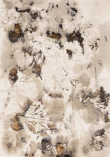 Zola Cream Taupe Brown Distressed Foliage Rug by Kalora