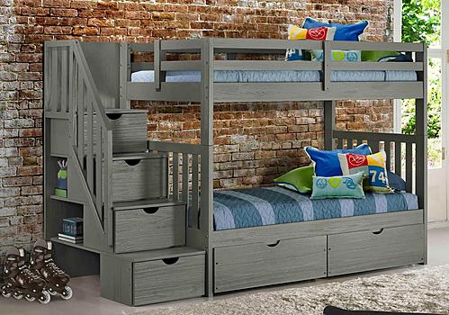 Cambridge Bunk Bed w/Staircase Gray by Innovations