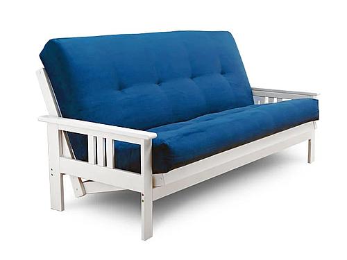 Futon Set - Full Size - Monterey White Frame, Mattress w/Removable Solid Cover