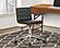 Bowie Mid-Century Office Chair in Chrome finish w/Black Faux Leather & Walnut Veneer Back by Armen Living