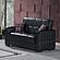 Armada Classic Black PU 15 Convertible Loveseat by Casamode