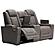 HyllMont Dual Power Reclining Console Loveseat w/Power Adjustable Headrest - Gray by Ashley Furniture