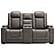 HyllMont Dual Power Reclining Console Loveseat w/Power Adjustable Headrest - Gray by Ashley Furniture