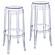 Averill Modern Plastic Bar Stool with Sturdy Seat and Legs for Kitchen and Dining Room- Set of 2, Clear by LeisureMod