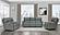 Heather 7576 Dark Gray Leather Loveseat w/Console by BH Furniture
