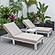 Chelsea Modern Outdoor Weathered Grey Chaise Lounge Chair Set of 2 With Side Table & Cushions, Beige by LeisureMod