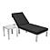 Chelsea Modern Outdoor Weathered Grey Chaise Lounge Chair With Side Table & Cushions, Black by LeisureMod