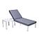 Chelsea Modern Outdoor Weathered Grey Chaise Lounge Chair With Side Table & Cushions, Blue by LeisureMod