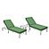 Chelsea Modern Outdoor Weathered Grey Chaise Lounge Chair Set of 2 With Side Table & Cushions, Green by LeisureMod