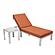 Chelsea Modern Outdoor Weathered Grey Chaise Lounge Chair With Side Table & Cushions, Orange by LeisureMod