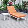 Chelsea Modern Outdoor Weathered Grey Chaise Lounge Chair With Side Table & Cushions, Orange by LeisureMod