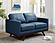 Chester Modern Leather Loveseat With Birch Wood Base, Navy Blue by LeisureMod