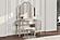 Evangeline 3-piece Vanity Table Set w/Tri-Fold Mirror and Stool Silver Oak by Coaster