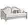 Evangeline Upholstered Twin Daybed with Faux Diamond Trim Silver and Ivory by Coaster