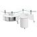 Buckley Curved Glass Top Coffee Table With Stools White High Gloss by Coaster