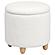 Valia Faux Sheepskin Upholstered Round Storage Ottoman Ivory by Coaster