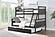 Twin/Full Bunk Bed Rustic Grey Finish With Twin Trundle Bed In Low Sheen Black Finish by Donco