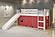 Twin Circles Low Loft w/Slide & Red Tent Kit In White Finish by Donco