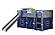 Twin Louver Low Loft w/Slide & Blue Tent Kit In Antique Grey Finish by Donco