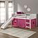 Twin Louver Low Loft White w/Pink Tent & Slide by Donco