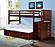 Twin/Full Mission Stairway Bunk Bed With Ext Kit With Trundle Bed Cappuccino Finish by Donco