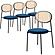 Euston Modern Wicker Dining Chair with Velvet Round Seat Set of 4, Navy Blue by LeisureMod