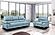 2934 Blue Leather Loveseat w/2 Electric Recliners by ESF